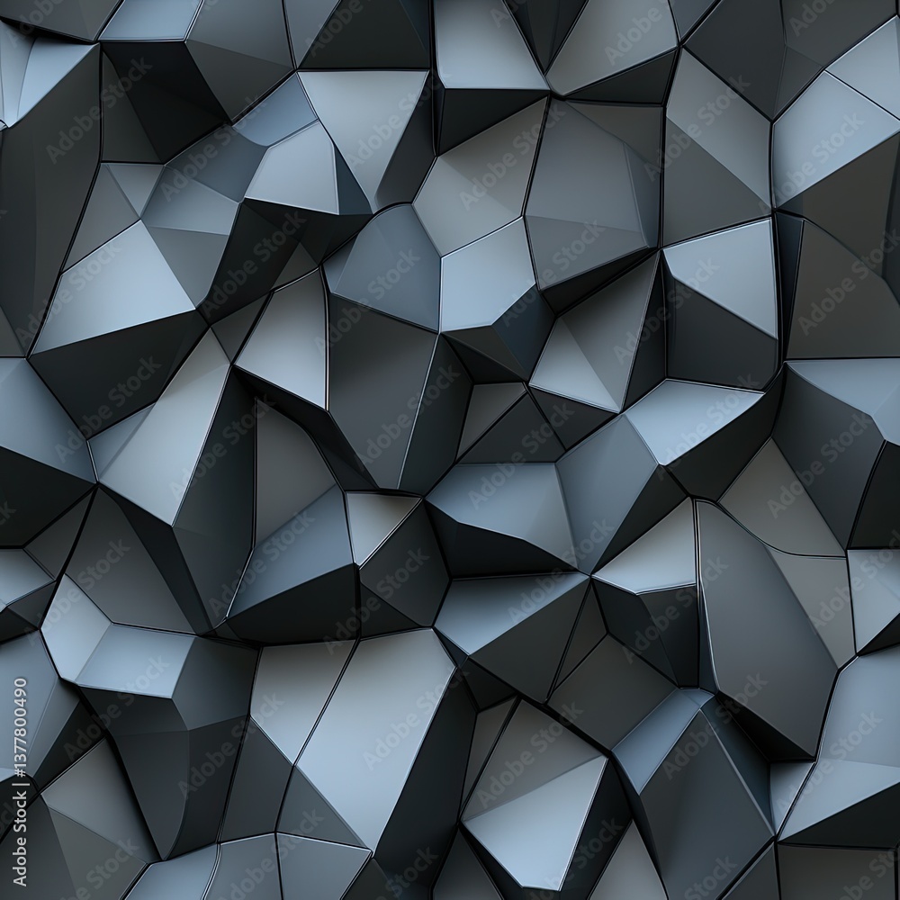 Fototapeta premium Textured dark gray and black surface with sharp edges resembling broken rocks, perfect for backgrounds and artistic projects SEAMLESS PATTERN