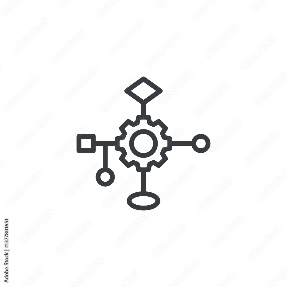 AI-powered Workflow line icon AI-powered Workflow line icon