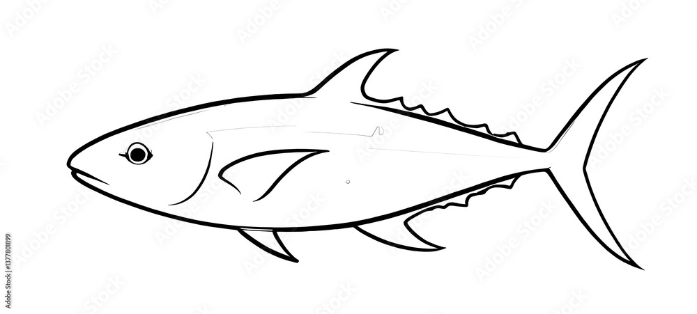 Fototapeta premium Tuna cartoon isolated on white