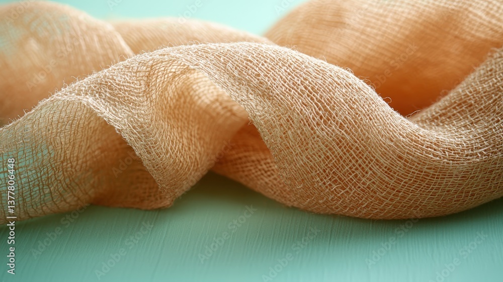 Fototapeta premium Macro shot of raw hemp textile showcasing natural texture and eco-conscious design