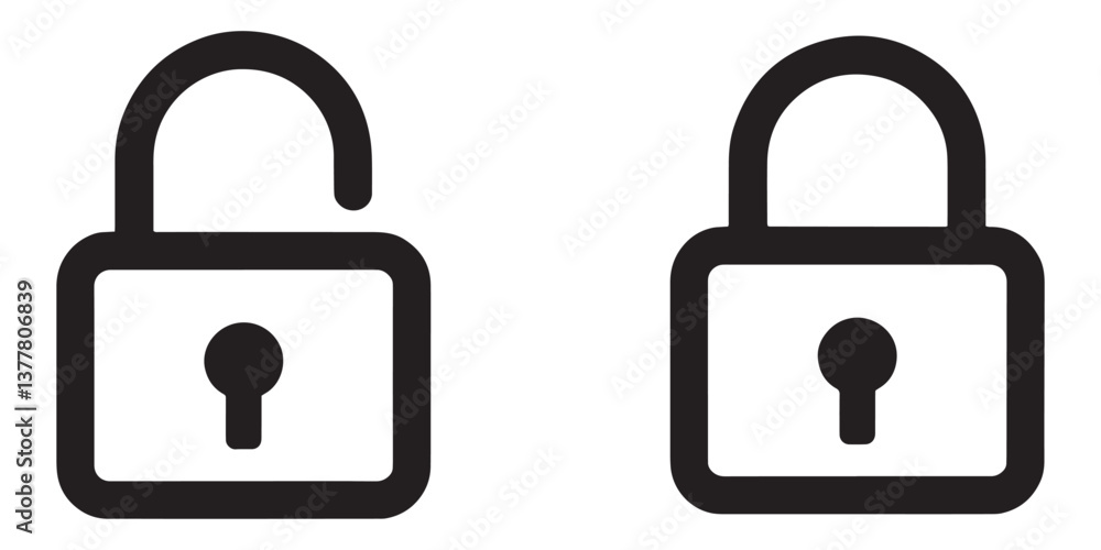 Unlock and Lock Icons Set Unlock and Lock Icons Set