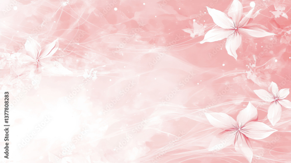 Soft pink watercolor flowers create serene atmosphere Soft pink watercolor flowers create serene atmosphere