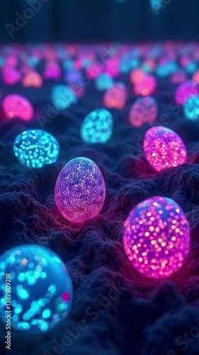 colorful lights neon eggs in the night