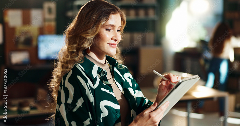 © peopleimages.com - Store, small business and woman writing on tablet for inventory management, online planning or digital receipt. Dropshipping, stylus or supply chain checklist for ecommerce, delivery invoice or order © peopleimages.com - Store, small business and woman writing on tablet for inventory management, online planning or digital receipt. Dropshipping, stylus or supply chain checklist for ecommerce, delivery invoice or order