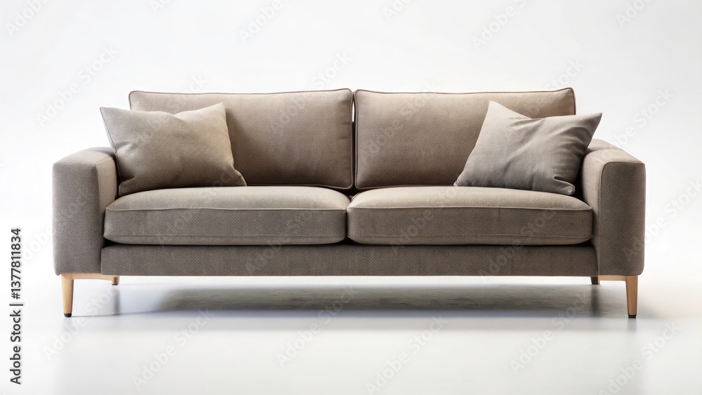 Minimalist Grey Brown Sofa, Comfortable Seating, Isolated Studio Shot, Modern Furniture, Home Decor Minimalist Grey Brown Sofa, Comfortable Seating, Isolated Studio Shot, Modern Furniture, Home Decor