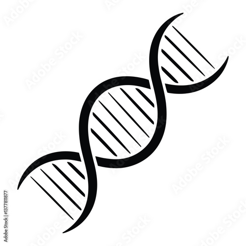 DNA Double Helix Sketch Silhouette, Vector, Icon, Logo, White Background.