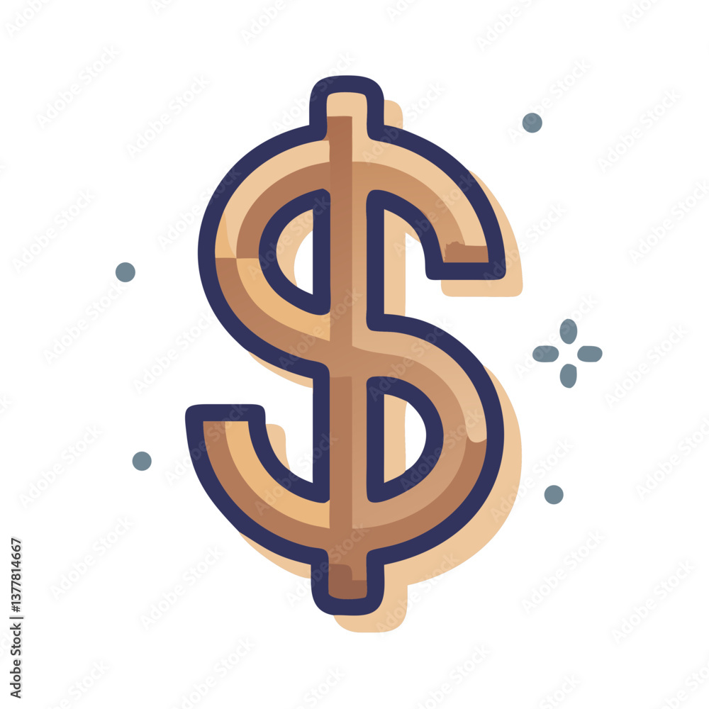 Obraz premium Bold dollar sign in flat cartoon icon