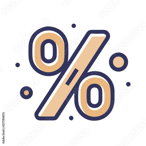 Percentage sign flat cartoon icon