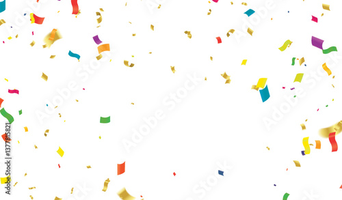 Realistic multicolored confetti vector for the festival. Confetti and tinsel falling background. Colorful confetti isolated