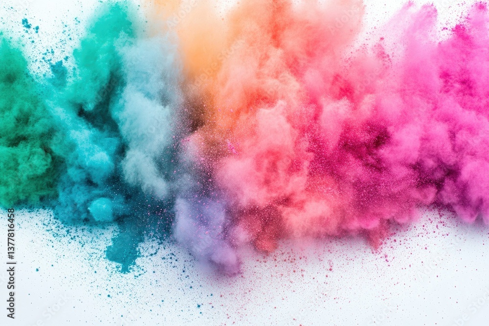 Fototapeta premium colorful rainbow holi paint color powder explosion isolated on white background with copy space