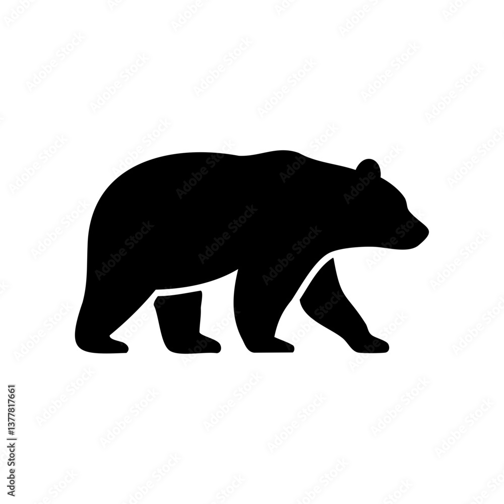 Fototapeta premium Walking bear silhouette in side profile