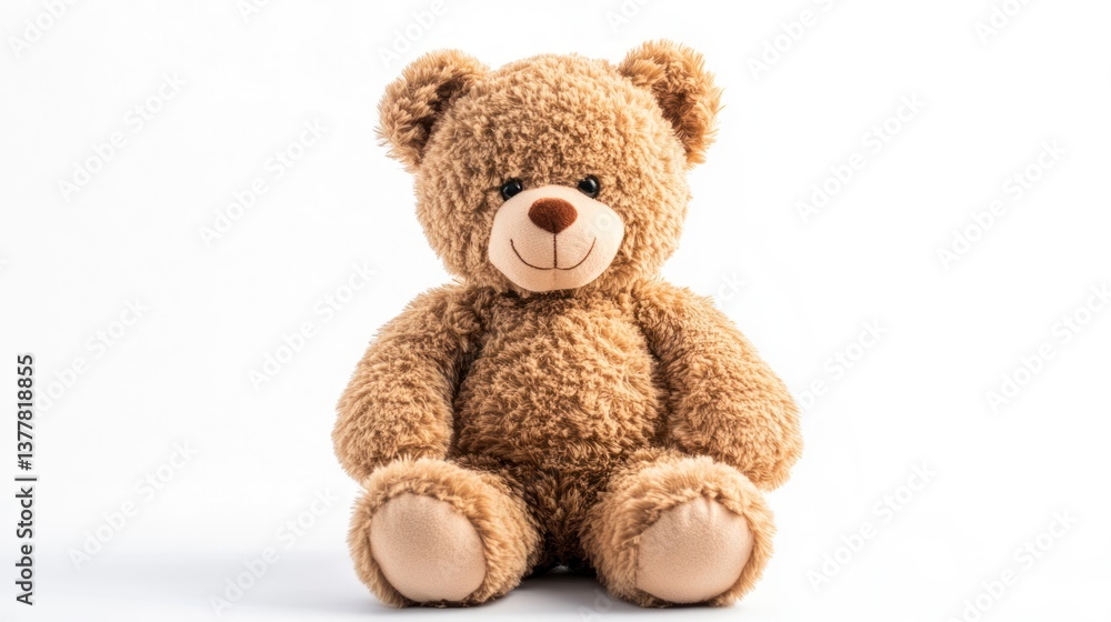Cute Teddy Bear Sitting Isolated on White Background for Children Cute Teddy Bear Sitting Isolated on White Background for Children