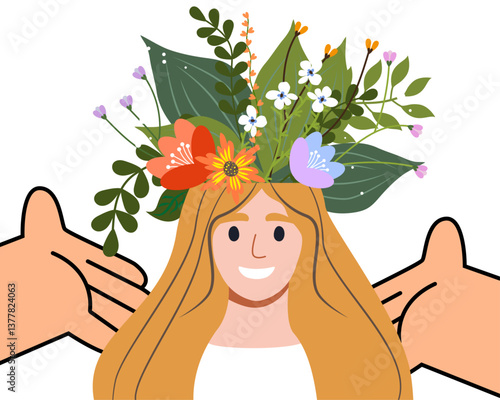 World kindness day. Mental health. Harmony and happiness. Healthy mentality and self care. Random acts of kindness day emblem. Vector illustration. 