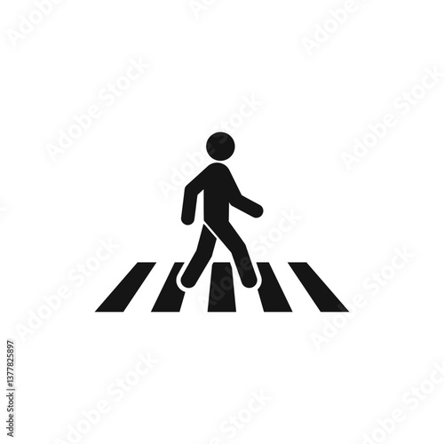 Zebra crossing. Vector icon isolated on white background