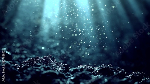 Underwater Scene with Light Rays and Sparkling Particles