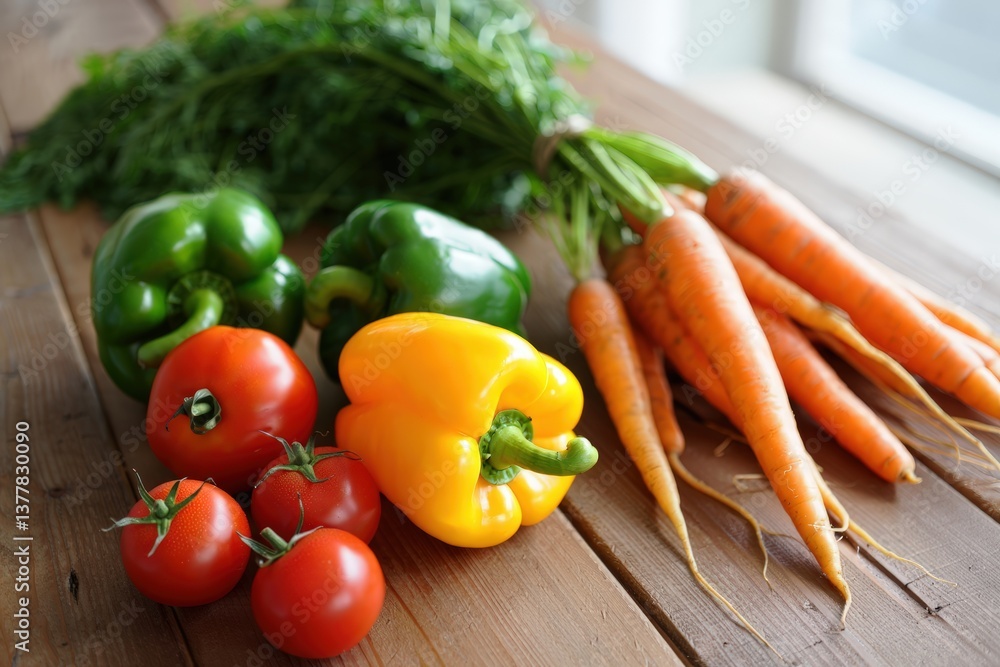 Fresh Organic Vegetables on Rustic Wooden Table Fresh Organic Vegetables on Rustic Wooden Table