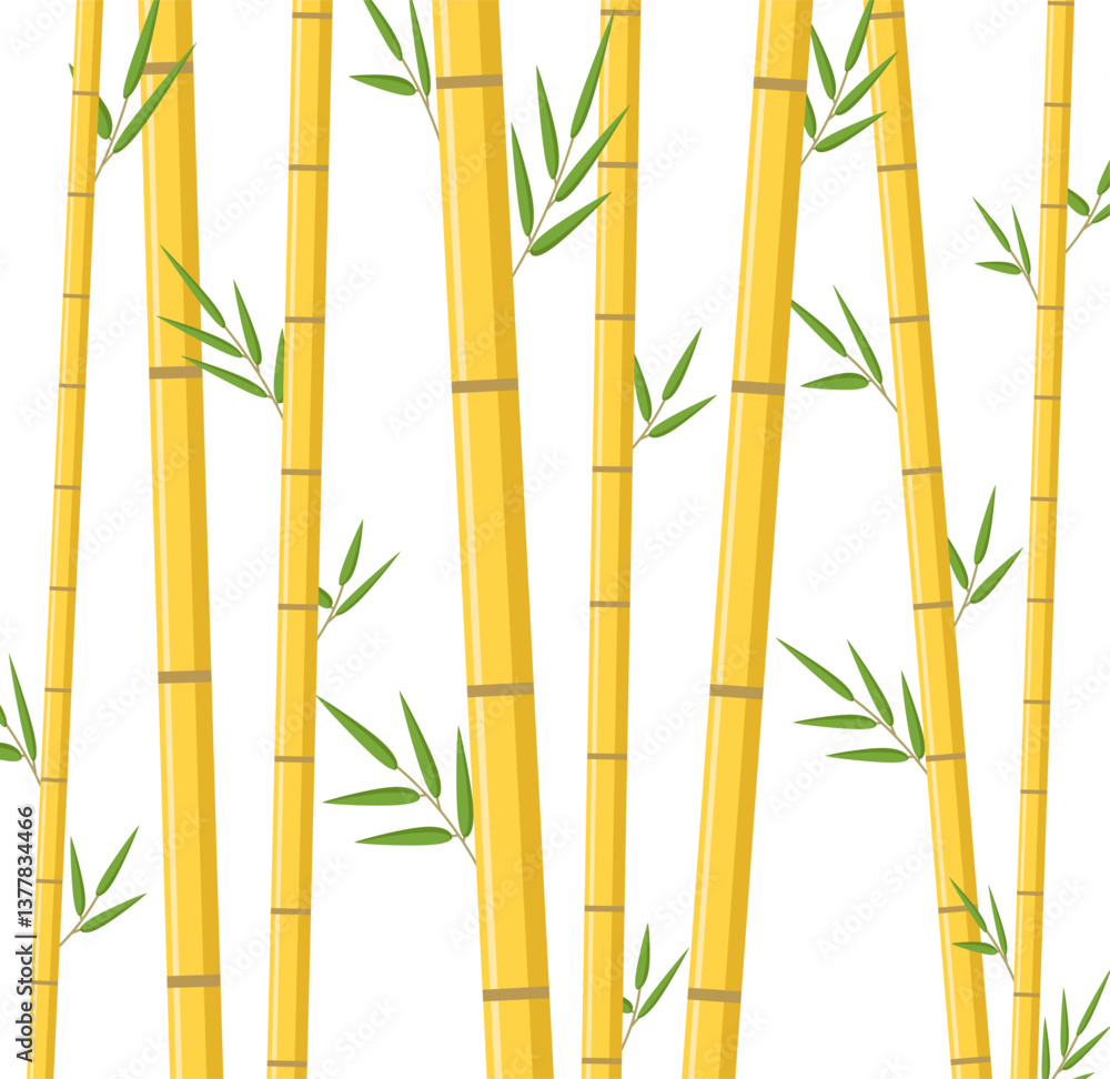 Fototapeta premium Bamboo yellow pattern background nature flat illustration