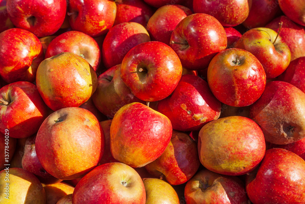 Frische rote Äpfel auf einem Marktstand, Deutschland Frische rote Äpfel auf einem Marktstand, Deutschland