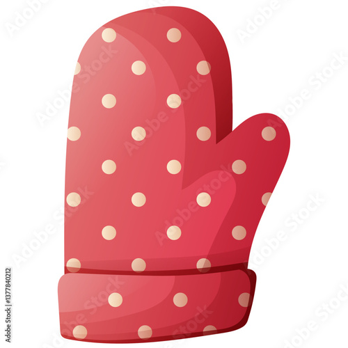 red with white polka dots Oven mitt vintage style for home kitchen