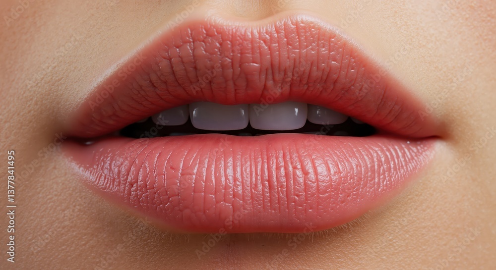 Fototapeta premium Close-up of lips expressing beauty in soft pink tones 