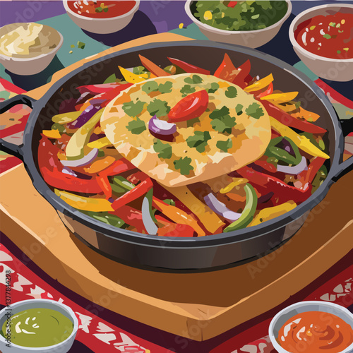 Fajitas with Rich Flavors and a Tempting Aroma, vector illustration