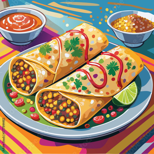 Enchiladas with Rich Flavors and a Tempting Aroma, vector illustration