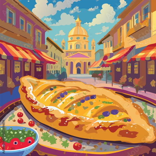 Khachapuri with Rich Flavors and a Tempting Aroma, vector illustration