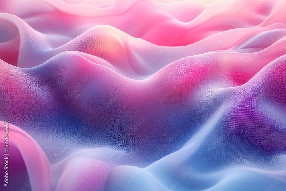 Obraz premium Waves of pastel gradients gently blend together, evoking a sense of tranquility and softness in an abstract display of colors and forms Generative AI