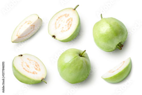 Konstfotografi set of guava  fruits isolated on white