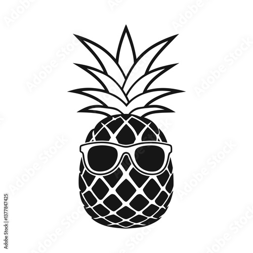 pineapple with wearing sunglass vector illustration, isolated on a white background.