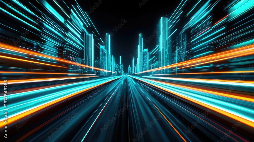 Motion blur city featuring future panorama and cyberspace landscape concept. Dynamic cityscape with light trails and futuristic skyline. Motion blur city featuring future panorama and cyberspace landscape concept. Dynamic cityscape with light trails and futuristic skyline.