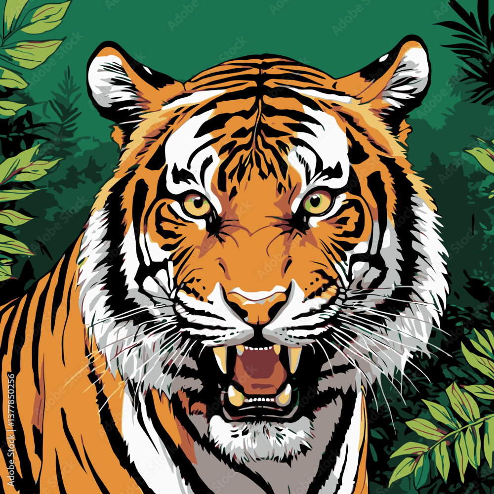 Fototapeta premium tiger head vector art for graphic design purposes