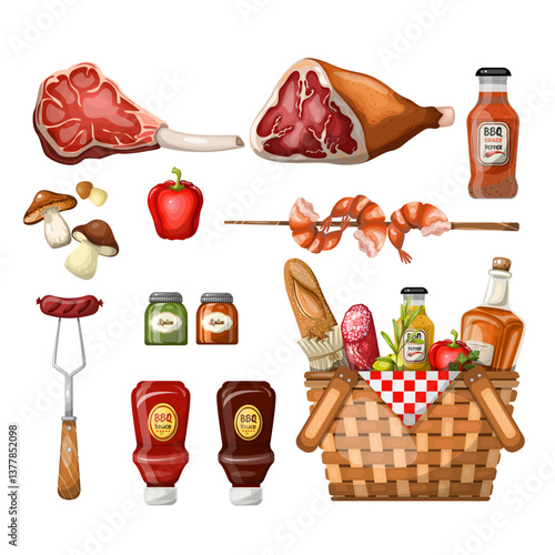 Set of products for a picnic