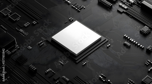 Modern Computer Motherboard with CPU