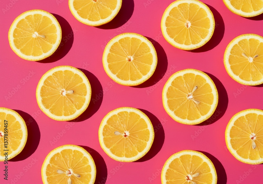 Lemon Slices on Pink Background Lemon Slices on Pink Background