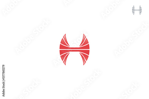 Letter H Winged Butterfly Logo Design with White Background