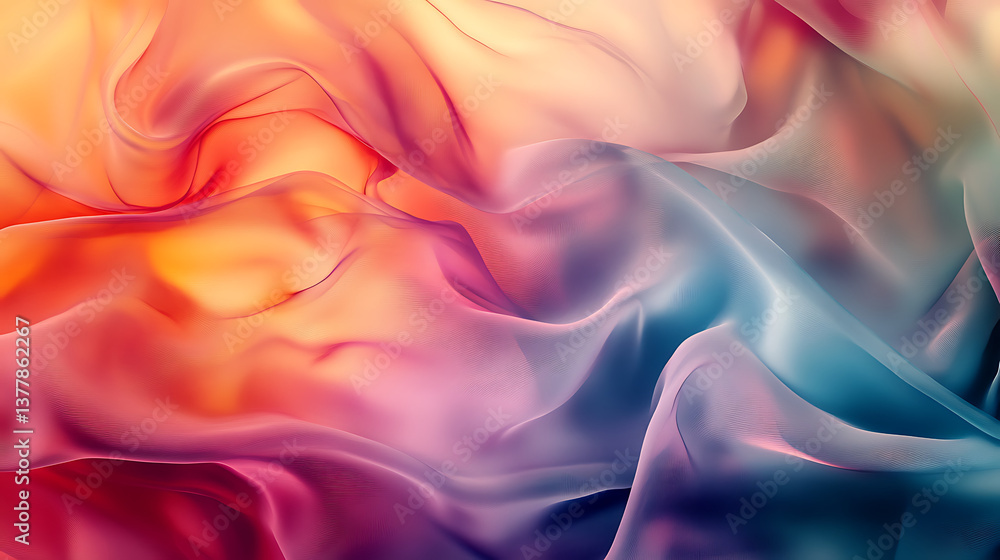 Fototapeta premium Flowing colorful fabrics abstract art digital design vibrant environment close-up textures and patterns