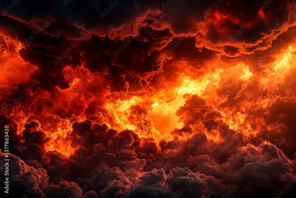 Fiery Clouds Dramatic Skyscape with Intense Orange and Black Hues Fiery Clouds Dramatic Skyscape with Intense Orange and Black Hues