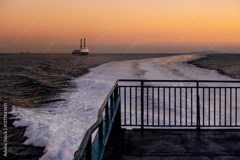 beautiful sunset captured from the boat in Gibraltar