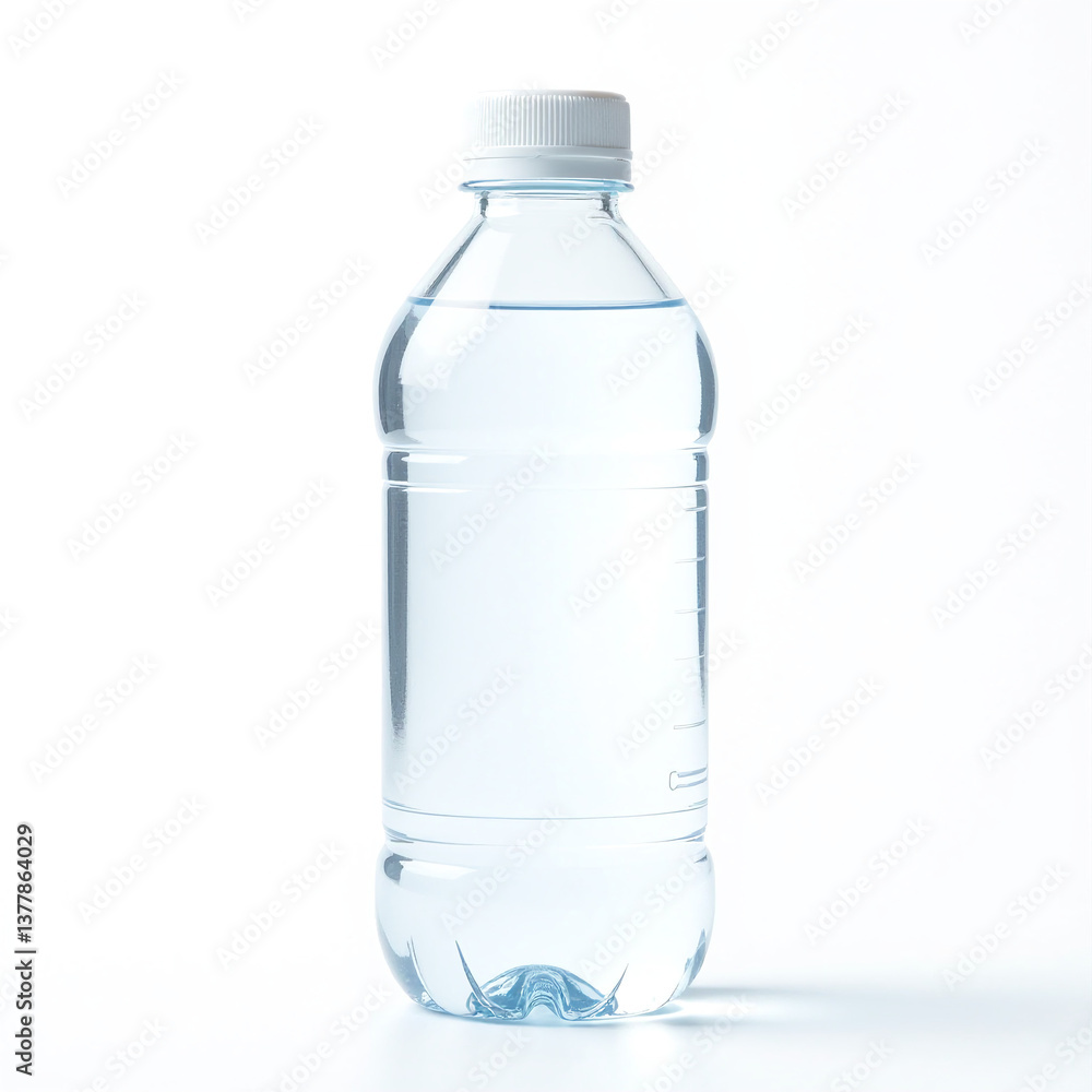 Clear water in plastic bottle, small, isolated on white background Clear water in plastic bottle, small, isolated on white background