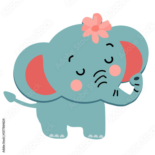 Grazioso elefante colorato, illustrazione isolata per bambini