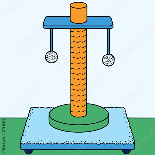 Cat Scratching Post in Bright Colors and Simple Design  