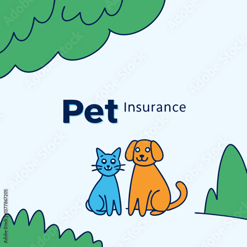 Playful pets promoting pet insurance in a friendly environment  