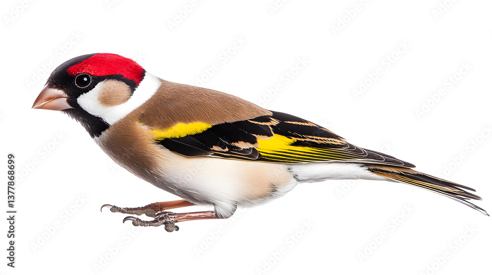Naklejka premium An Isolated Photo Of A Colorful Goldfinch Bird With Transparent Background