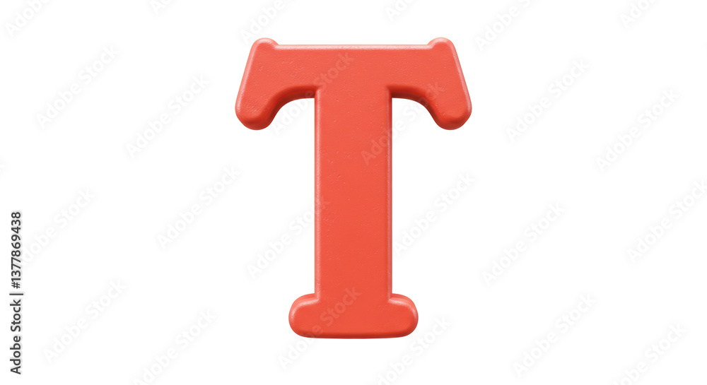 Isolated Red Letter T in 3D Render