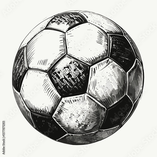 soccer ball with an ornate swirling decorative background design sketch engraving generative ai fictional character raster illustration.