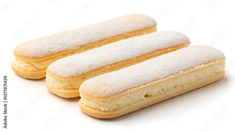 Ladyfingers on a White Background – Classic and Delicate Pastry Ladyfingers on a White Background – Classic and Delicate Pastry
