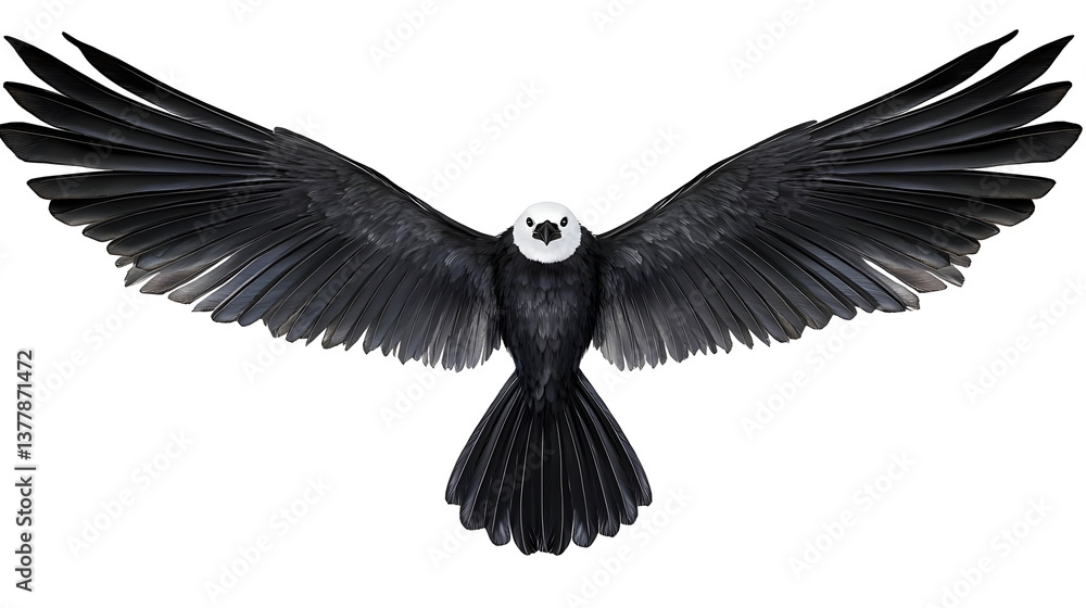 Fototapeta premium Black Eagle Illustration With White Head Spreading Wings Isolated On Transparent Background