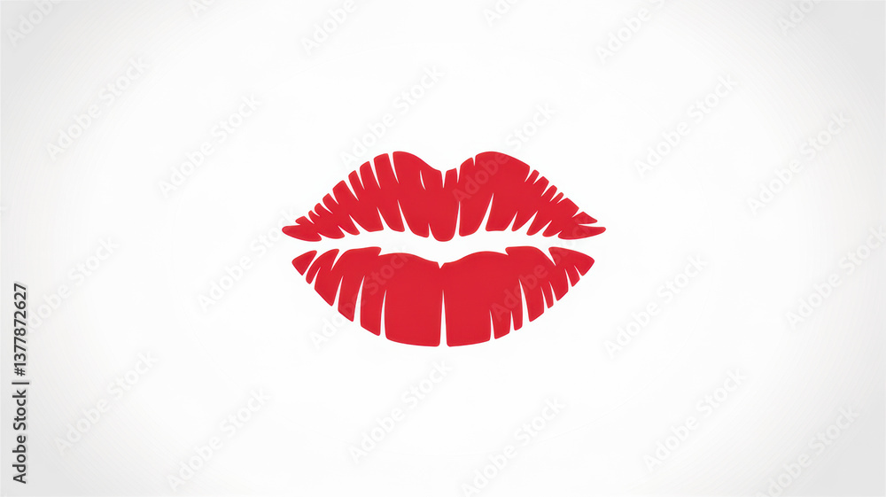 Flat vector icon of red lipstick kiss print – romantic and stylish symbol for love, passion, or cosmetics themes Flat vector icon of red lipstick kiss print – romantic and stylish symbol for love, passion, or cosmetics themes