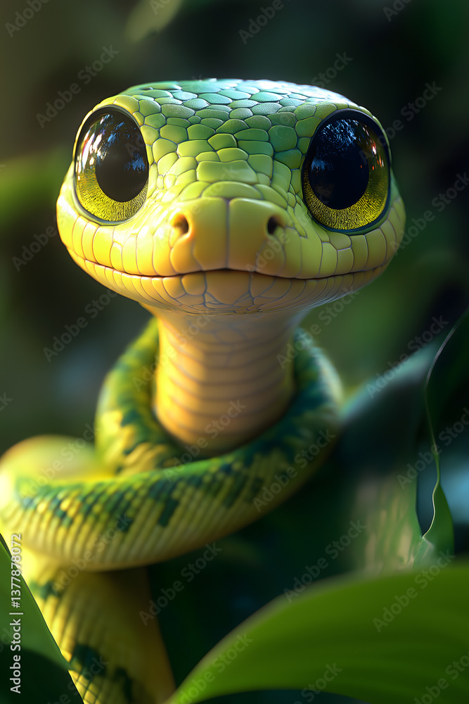 Fototapeta premium Adorable Cartoon Snake